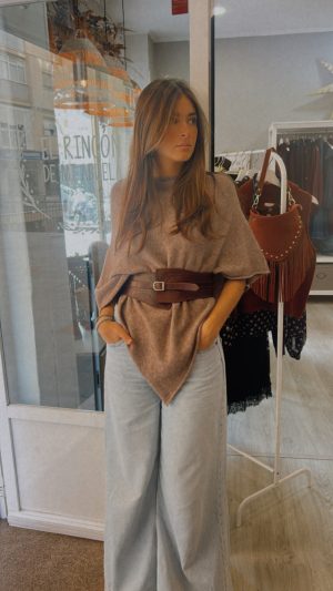 Poncho lana color topo