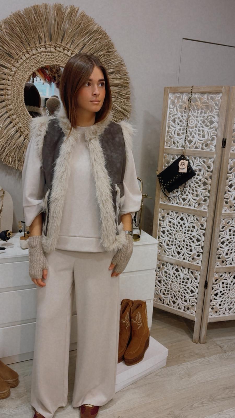 Chaleco Doble Faz Topo y Beige