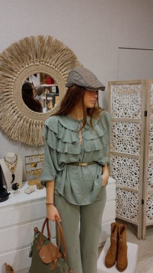 Blusa volantes verde seco