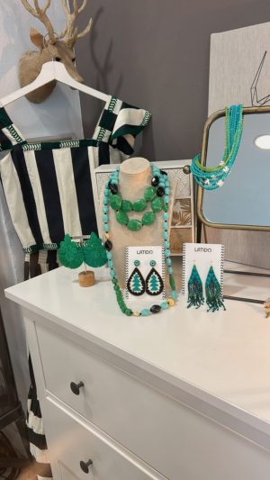 Conjunto Top y Falda rayas ribete verde